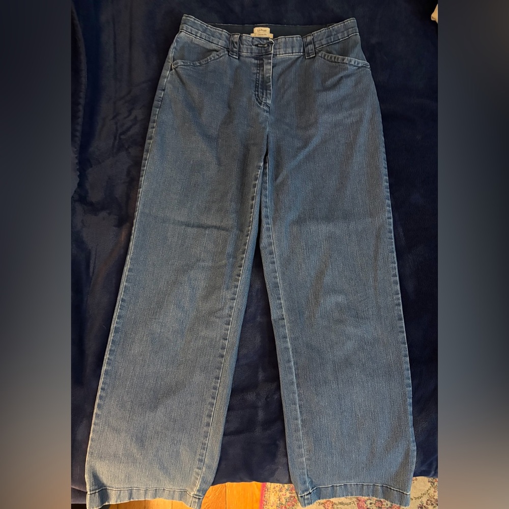 L.L. Bean Women's Wide Leg Jeans in Denim Blue